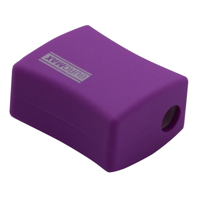 Чинка ALFA, RUBBER TOUCH, 2 отв., контейнер, пластик. корпус, асорті  Rubber Touch. безпечне лезо. два режими заточування, фото  | SNABZHENIE.com.ua