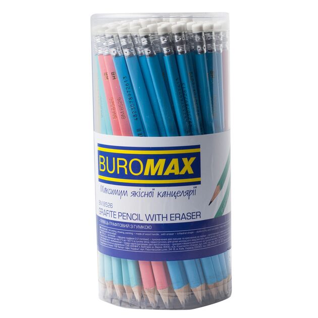 Олівець графітовий PASTEL, асорті, з гумкою  HB (BM.8526), фото  | SNABZHENIE.com.ua