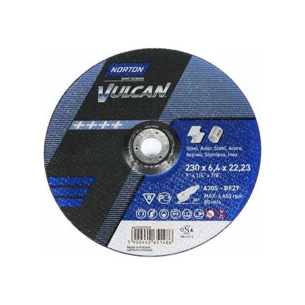 Круг шлифовальный NORTON VULCAN 230x22,2 мм для металла и нержавейки, фото  | SNABZHENIE.com.ua