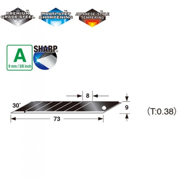 Лезвия 9мм TAJIMA Acute Angle Razar Black, 30°, 10 шт. (CB39RB), фото  | SNABZHENIE.com.ua