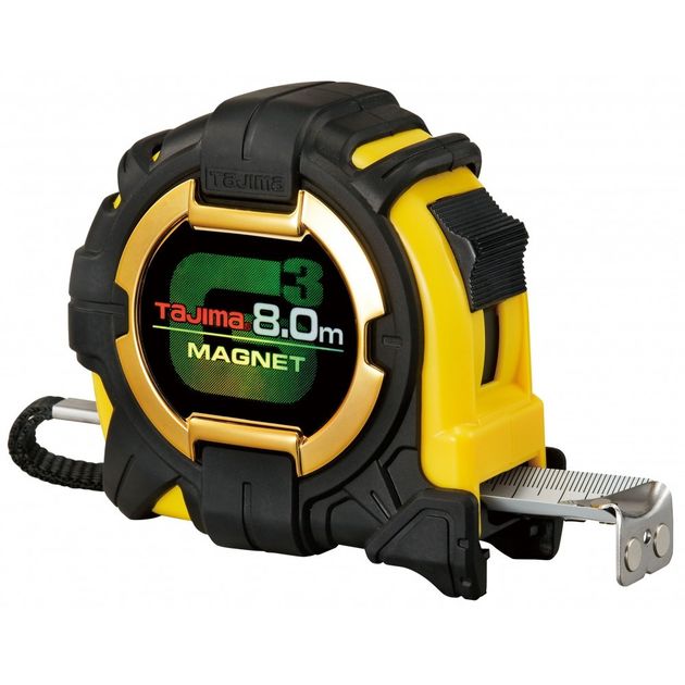 Рулетка будівельна ударопрочна, екстра стрічка, TAJIMA G3 LOCK 27, G3M780MW - 8м*27мм, фото  | SNABZHENIE.com.ua