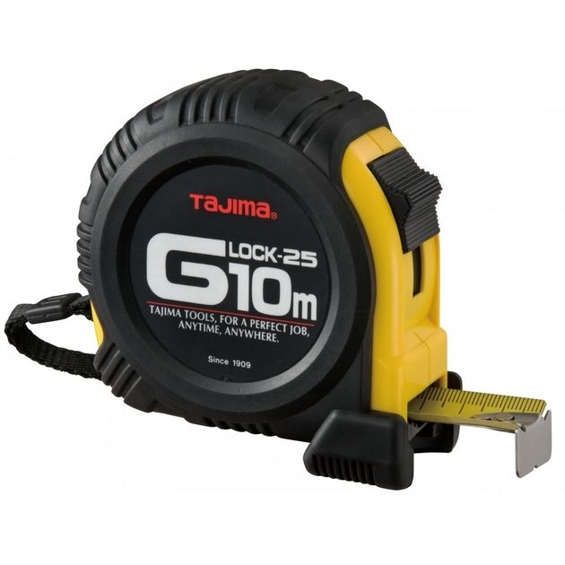 Рулетка TAJIMA G-LOCK, ударопрочная, 10м*25мм (G5PA0MY), фото  | SNABZHENIE.com.ua