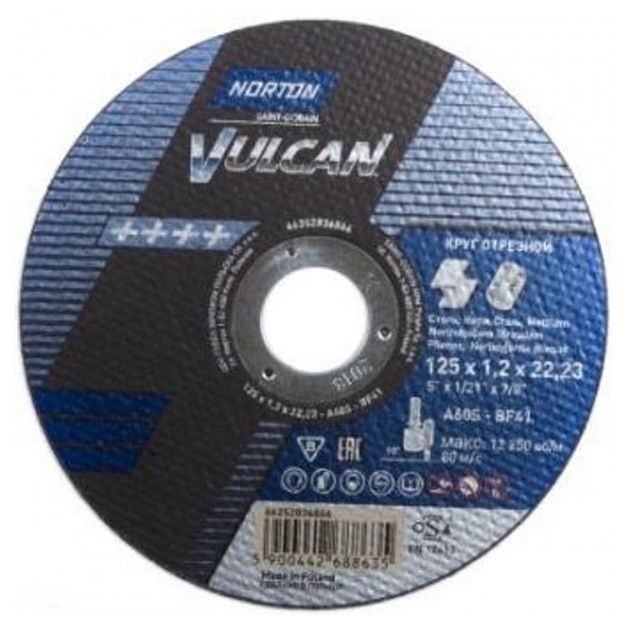 Отрезной диск по металлу NORTON VULCAN 115x22,2 мм t=1 мм, фото  | SNABZHENIE.com.ua
