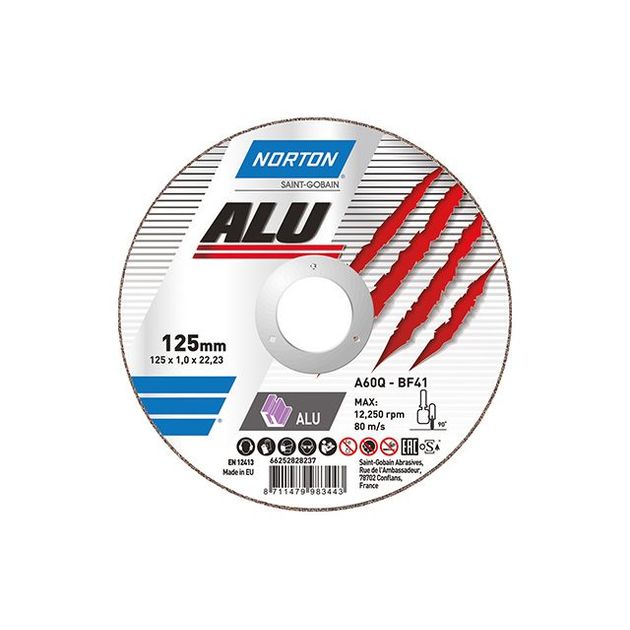 Диск отрезной по алюминию NORTON-Alu A60Q 125/22,2 мм, t=1,6 мм, фото  | SNABZHENIE.com.ua