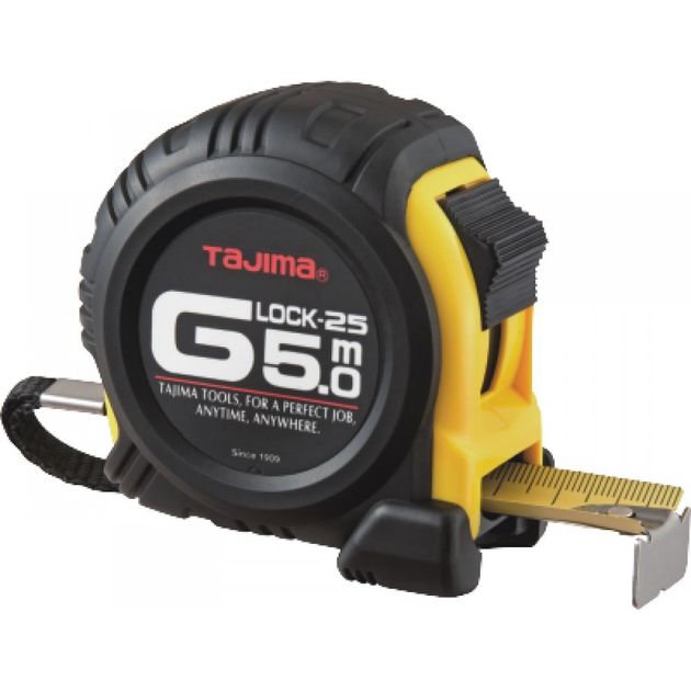 Рулетка будівельна ударопрочна TAJIMA G-LOCK, G5P50MY - 5м*25мм, фото  | SNABZHENIE.com.ua