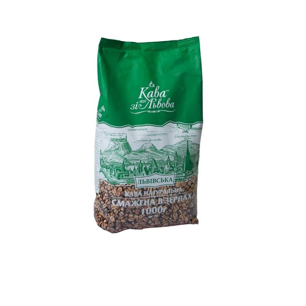 Кава в зернах "Львівська", 1000г , "Кава зі Львова", пакет  Кава зі Львова, фото  | SNABZHENIE.com.ua