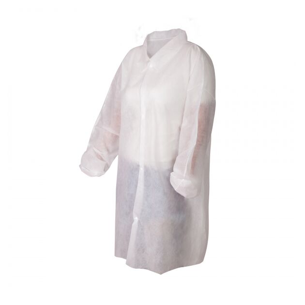 Халат одноразовий з манжетами накнопках  Універсальний, фото  | SNABZHENIE.com.ua
