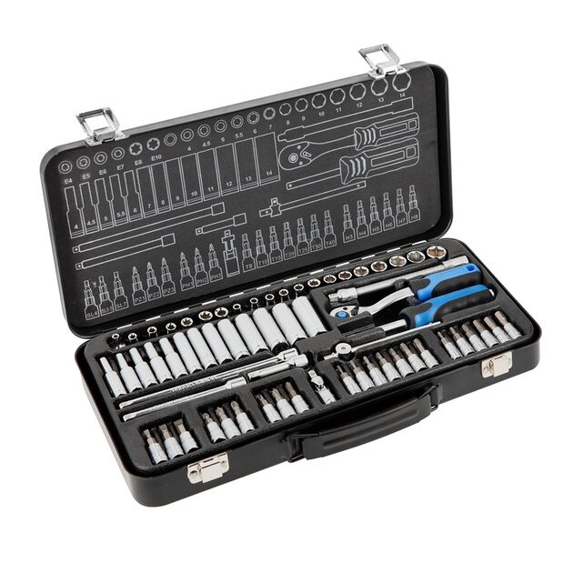 Набір торцевих голівок та аксесуарів 1/4" в металевому кейсі  63 (HT1R486), фото  | SNABZHENIE.com.ua