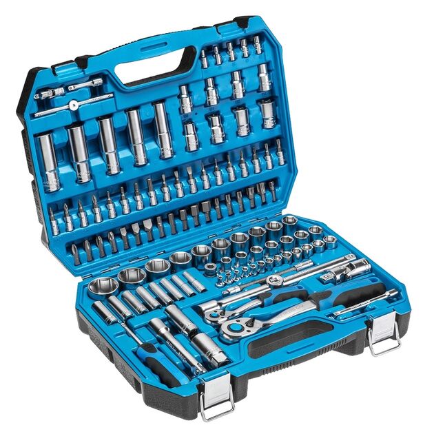 Набір торцевих голівок та аксесуарів 1/2", 1/4" в пластиковому кейсі  112 (HT1R432), фото  | SNABZHENIE.com.ua