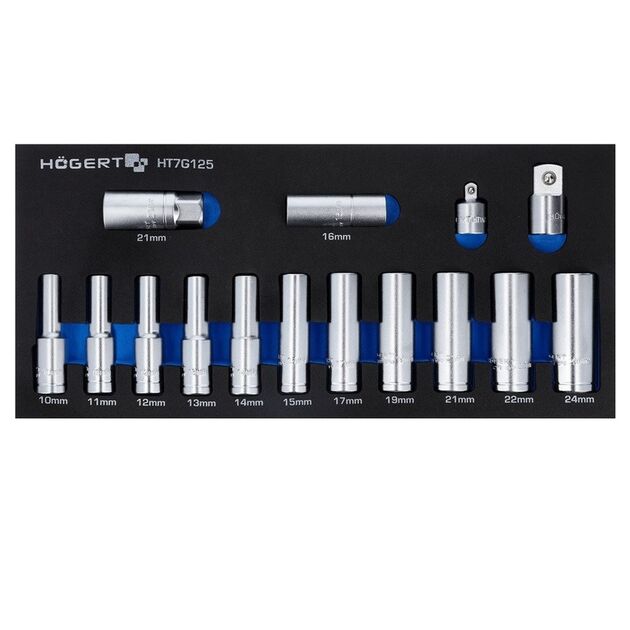 Набір шестигранних голівок з адаптерами, 15 шт. EVA  15 (HT7G125), фото  | SNABZHENIE.com.ua