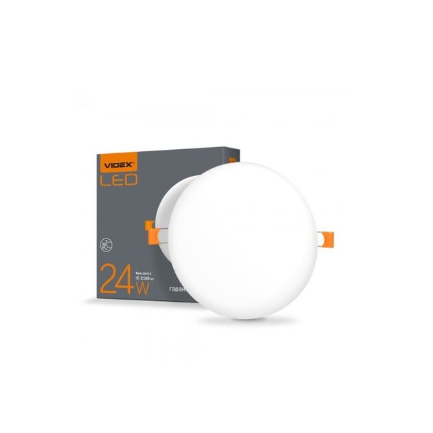 LED світильник безрамковий круглий VIDEX 24W 4100K 220V  24 (VL-DLFR-244), фото  | SNABZHENIE.com.ua