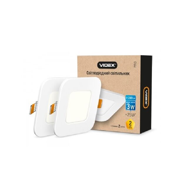 LED світильник вбудований квадрат VIDEX 3W 5000K 220V  3 (VL-DLS-035(2)), фото  | SNABZHENIE.com.ua