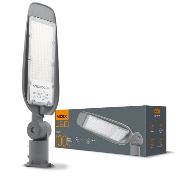 LED вуличний ліхтар VIDEX (поворотний) 100W 5000K Сірий  100 (VL-SLE14-1005), фото  | SNABZHENIE.com.ua