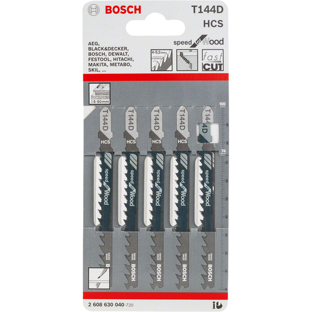 BOSCH Полотна для лобзиков T 144 D Speed for Wood, фото , зображення 2 | SNABZHENIE.com.ua