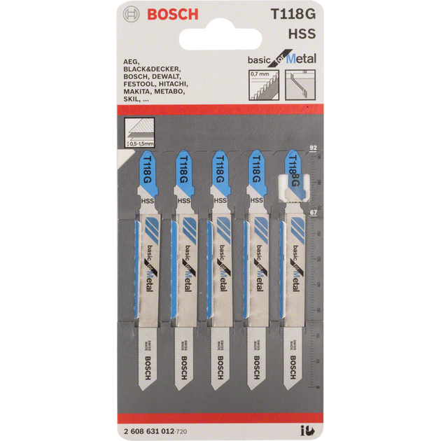 BOSCH Полотна для лобзиков T 118 G Basic for Metal, фото , зображення 2 | SNABZHENIE.com.ua