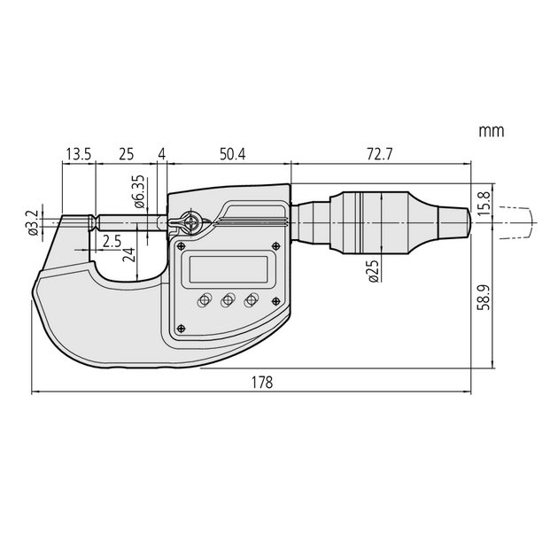 MITUTOYO Високоточный цифровой микрометр 0-25 мм, фото , зображення 2 | SNABZHENIE.com.ua