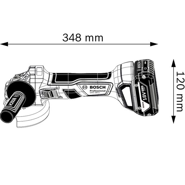 BOSCH Аккумуляторная угловая шлифовальная машина, “болгарка с 2-мя литий-ионными аккумуляторами 4,0 A • ч, фото , зображення 6 | SNABZHENIE.com.ua