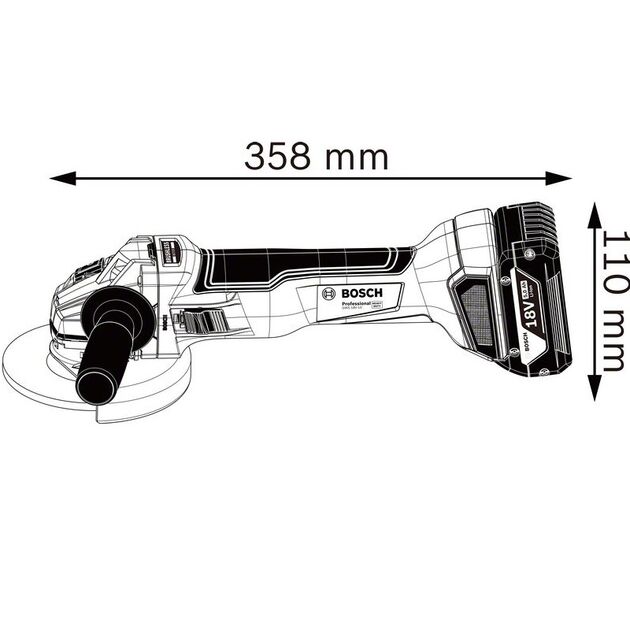 BOSCH Аккумуляторная угловая шлифовальная машина, “болгарка“, фото , изображение 2 | SNABZHENIE.com.ua