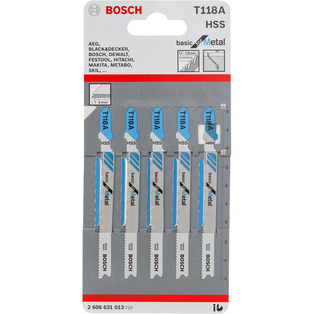 BOSCH Полотна для лобзиков T 118 A Basic for Metal, фото , зображення 2 | SNABZHENIE.com.ua