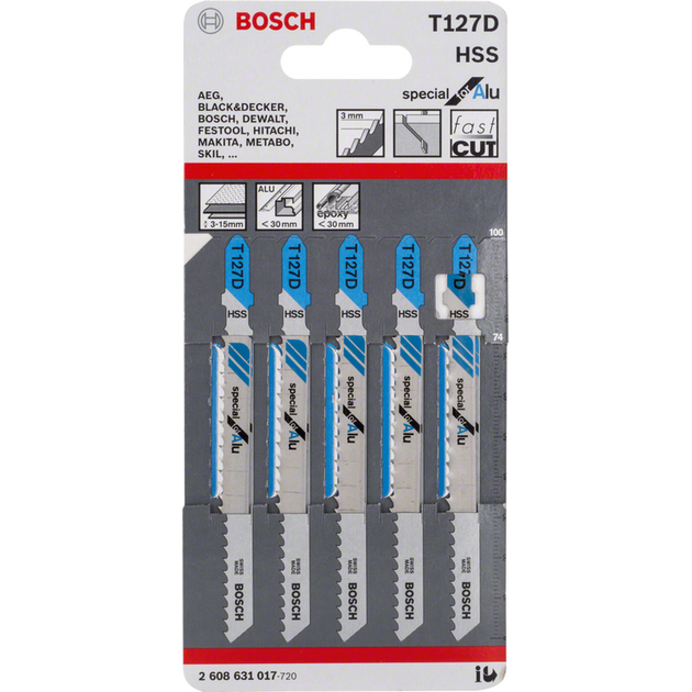 BOSCH Полотно для лобзиков PRO Alu T127D, фото , зображення 2 | SNABZHENIE.com.ua