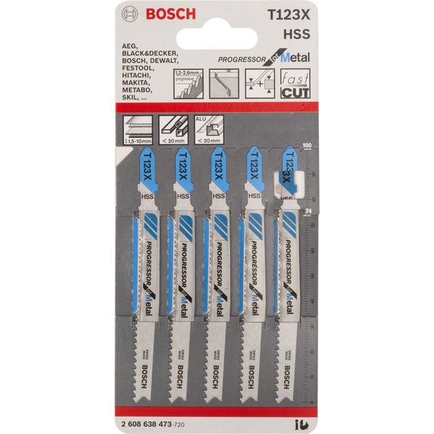 BOSCH Холст для лобзиков PRO Metal Thick and Thin T123XF, фото , зображення 2 | SNABZHENIE.com.ua