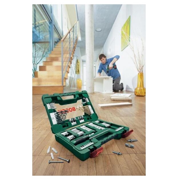 BOSCH Набор V-Line TiN сверл и насадок с шуруповертом с трещоткой и стержневым магнитом, 91 шт., фото , изображение 3 | SNABZHENIE.com.ua