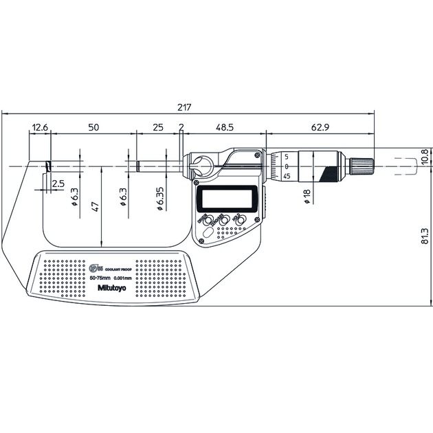 MITUTOYO Цифровой микрометр, трещоточный барабан IP65, фото , изображение 2 | SNABZHENIE.com.ua
