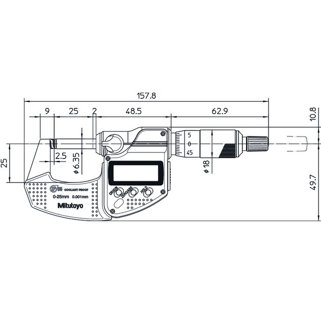MITUTOYO Цифровой микрометр QuantuMike IP65, фото , изображение 2 | SNABZHENIE.com.ua