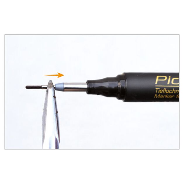 PICA Маркер перманентный с длинным носиком Pica-Ink Deep Hole Marker, 150/41 синий, фото , изображение 6 | SNABZHENIE.com.ua