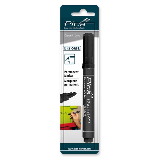 PICA Маркер перманентный Pica Classic 520/46 Permanent Marker bullet tip, чёрный, фото , зображення 3 | SNABZHENIE.com.ua