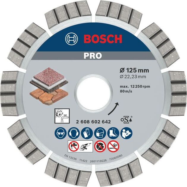BOSCH Алмазный отрезной круг PRO Stone для небольших угловых шлифмашин, диаметр отверстия 22,23 мм., фото , изображение 5 | SNABZHENIE.com.ua
