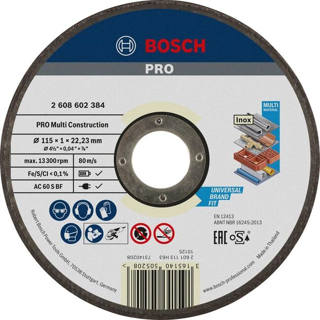 BOSCH Армированный отрезной круг Bonded PRO Multi Construction для небольших угловых шлифмашин, диаметр о, фото , изображение 2 | SNABZHENIE.com.ua