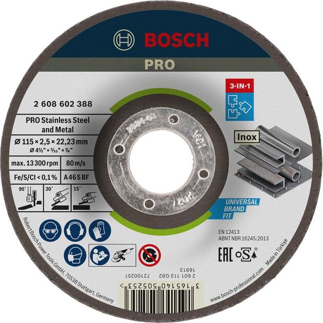 BOSCH Армированный круг PRO Stainless Steel and Metal 3-in-1, фото , изображение 2 | SNABZHENIE.com.ua