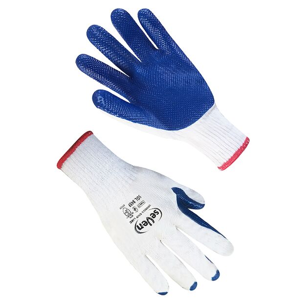 Перчатки "Скляр" белые с синим латексным покрытием SGL9459 "б", фото  | SNABZHENIE.com.ua