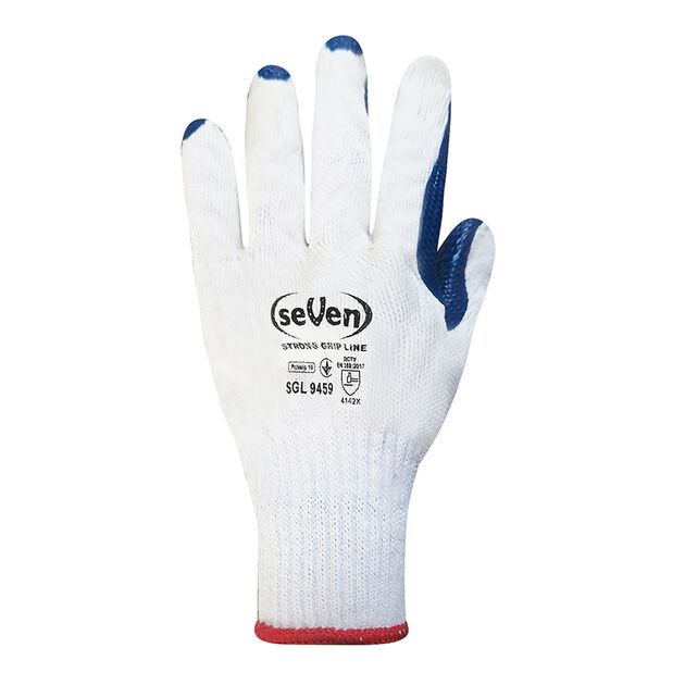 Перчатки "Скляр" белые с синим латексным покрытием SGL9459 "б", фото , изображение 3 | SNABZHENIE.com.ua