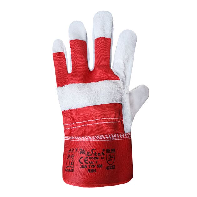Перчатки рабочие комбинированные ткань / Бело-красный RBR, фото , изображение 3 | SNABZHENIE.com.ua