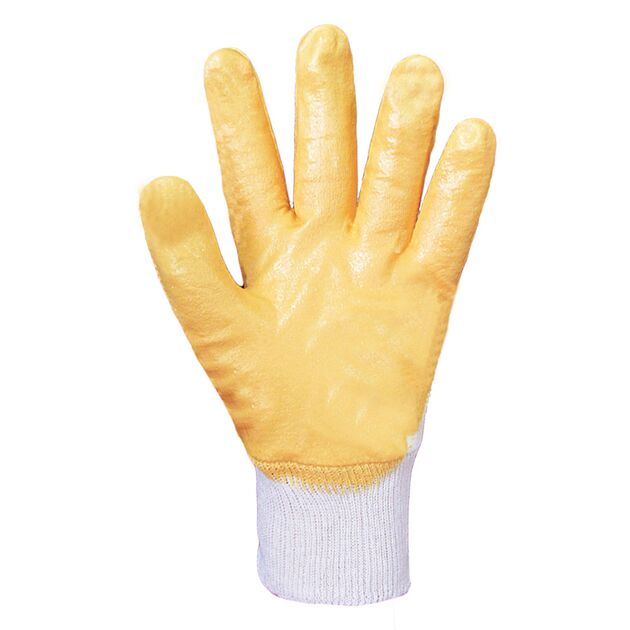 Ogrifox Перчатки хлопчатобумажные белые с желтым нитриловым покрытием 3/4 69475, фото , изображение 2 | SNABZHENIE.com.ua
