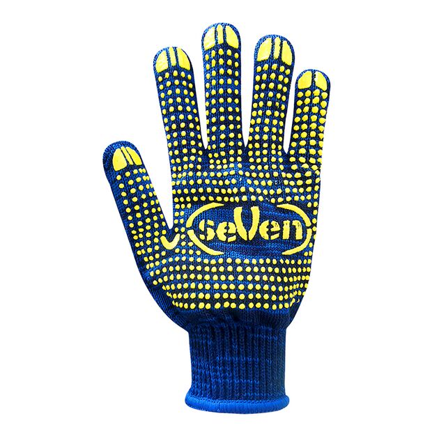 Перчатки трикотажные синие с ПВХ точкой 78314, фото , изображение 2 | SNABZHENIE.com.ua