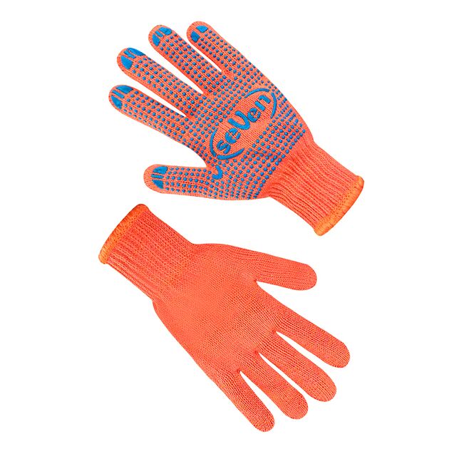 Перчатки трикотажные оранжевые с ПВХ точкой 78612, фото  | SNABZHENIE.com.ua