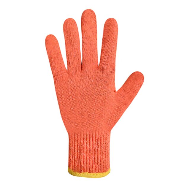 Перчатки трикотажные оранжевые с ПВХ точкой 74210 "б", фото , изображение 2 | SNABZHENIE.com.ua