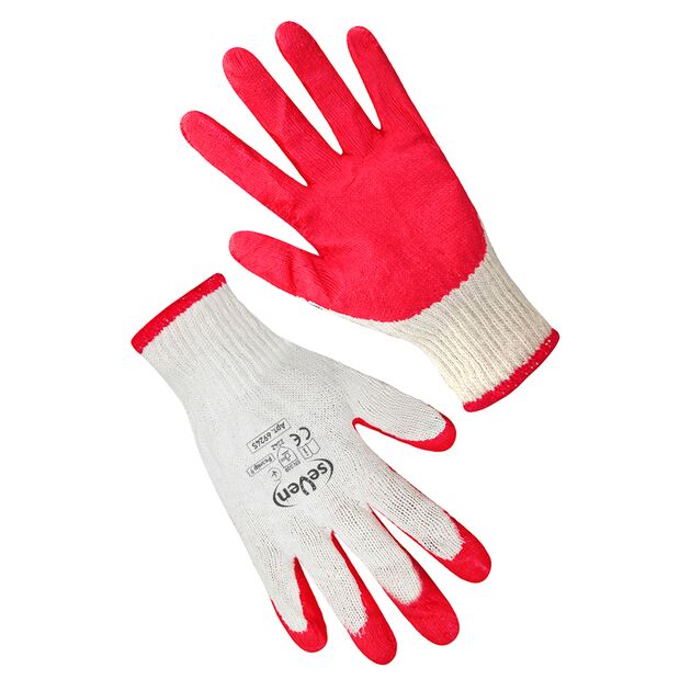 Перчатки хлопчатобумажные белые с красным латексным покрытием 69245 (вампирки), фото  | SNABZHENIE.com.ua