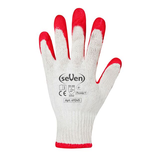 Перчатки хлопчатобумажные белые с красным латексным покрытием 69245 (вампирки), фото , изображение 3 | SNABZHENIE.com.ua