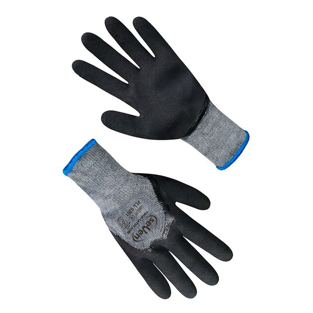 Перчатки хлопчатобумажные серые с черным вспененным латексным покрытием 3/4 69261 (FLL9261) "б" р.1, фото  | SNABZHENIE.com.ua