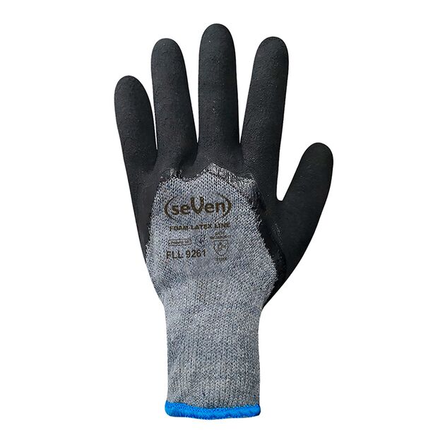 Перчатки хлопчатобумажные серые с черным вспененным латексным покрытием 3/4 69261 (FLL9261) "б" р.1, фото , изображение 3 | SNABZHENIE.com.ua