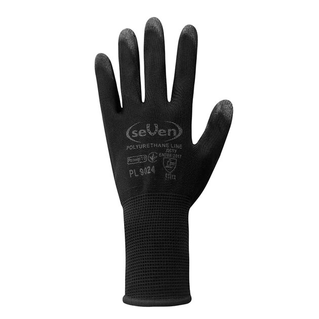 Перчатки синтетические черные с черным полиуретановым покрытием 69024 "б", 10 размер, фото , изображение 3 | SNABZHENIE.com.ua