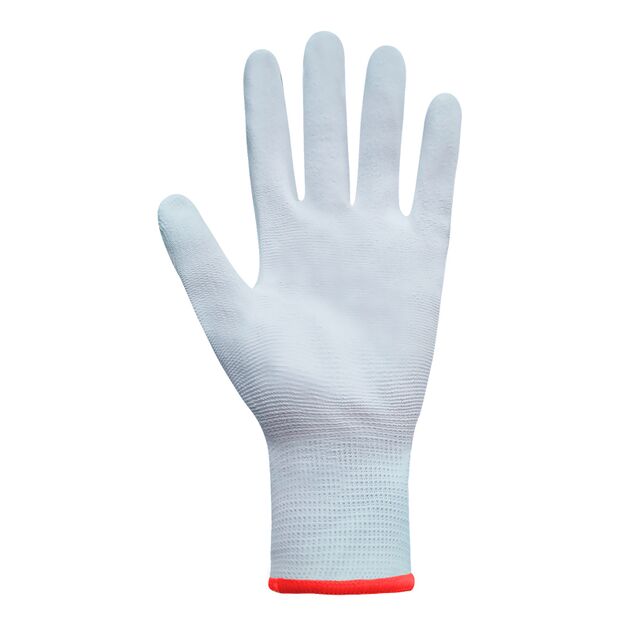 Перчатки синтетические белые с белым полиуретановым покрытием 7 размер, фото , изображение 2 | SNABZHENIE.com.ua