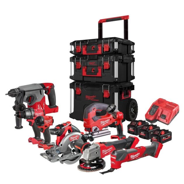 Набір інструментів акумуляторних MILWAUKEE, M18 FPP8C-553P (набір кейсів PACKOUT 4932464244, 3 акуму, фото  | SNABZHENIE.com.ua