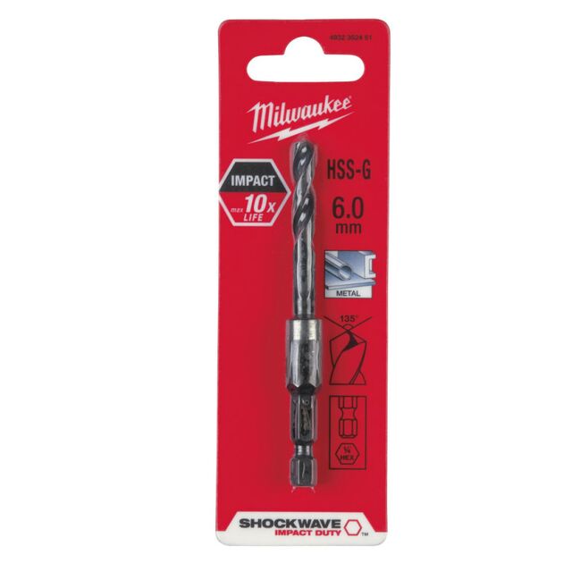 Сверло по металлу HSS-G Shockwave MILWAUKEE, Ø6х93х32мм, фото , зображення 2 | SNABZHENIE.com.ua