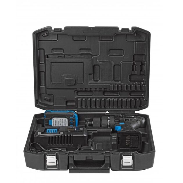 HOEGERT Набор Аккумуляторная ударная дрель-шуруповерт + аккумулятор  + зарядная станция + кейс, фото , изображение 2 | SNABZHENIE.com.ua