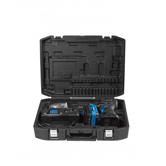 HOEGERT Набор Аккумуляторный бесщеточный ударный импульсный шуруповёрт  + аккумулятор + зарядное устройство, фото , изображение 2 | SNABZHENIE.com.ua